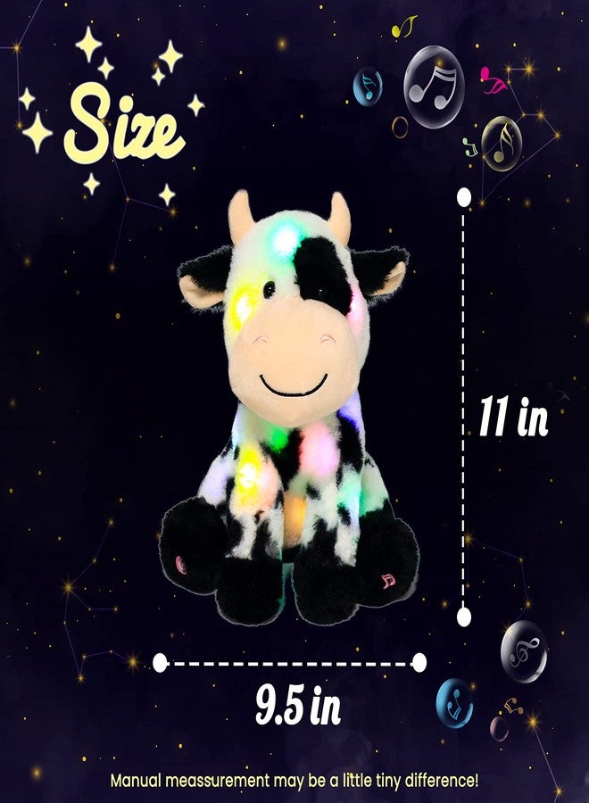 Hopearl LED Musical Stuffed Smile Cow Light up Singing Plush Toy Adjustable Volume Lullaby Animated Soothe Birthday Festival for Kids Toddler Girls, 11' - Image 2